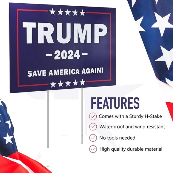 🇺🇸”TRUMP 2024 SAVE AMERICA AGAIN!” Yard Sign & H Stakes! - Picture 5 of 6